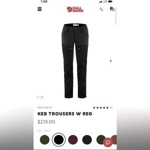 Fjall Raven Ken Trousers- Women’s Regular Size 29